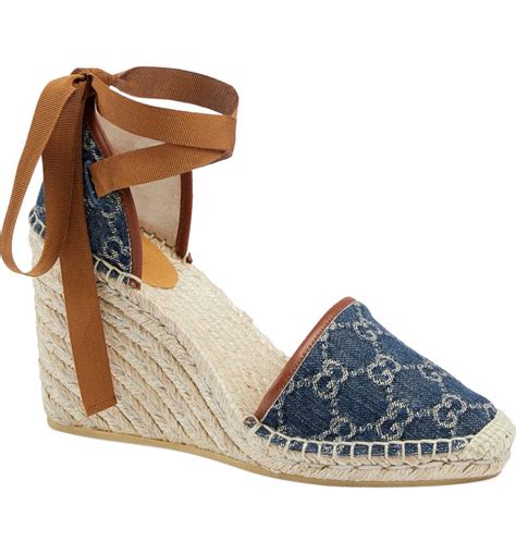 gucci espadrilles denim|Gucci espadrille wedges.